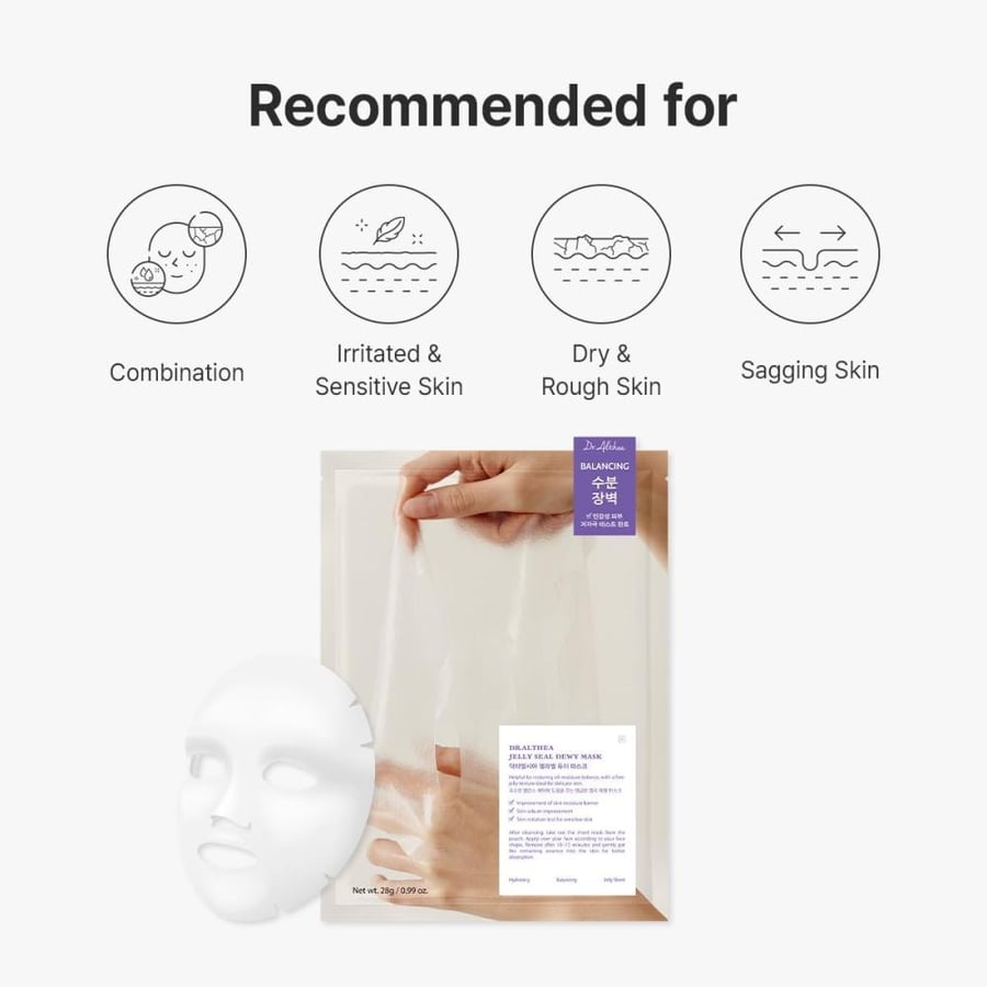 Dr.Althea Jelly Seal Dewy Mask | Hydrate & Restore Balance | Boost Natural Radiance with PhytoPDRN Lotus | Vegan Korean Skincare (Pack of 4)