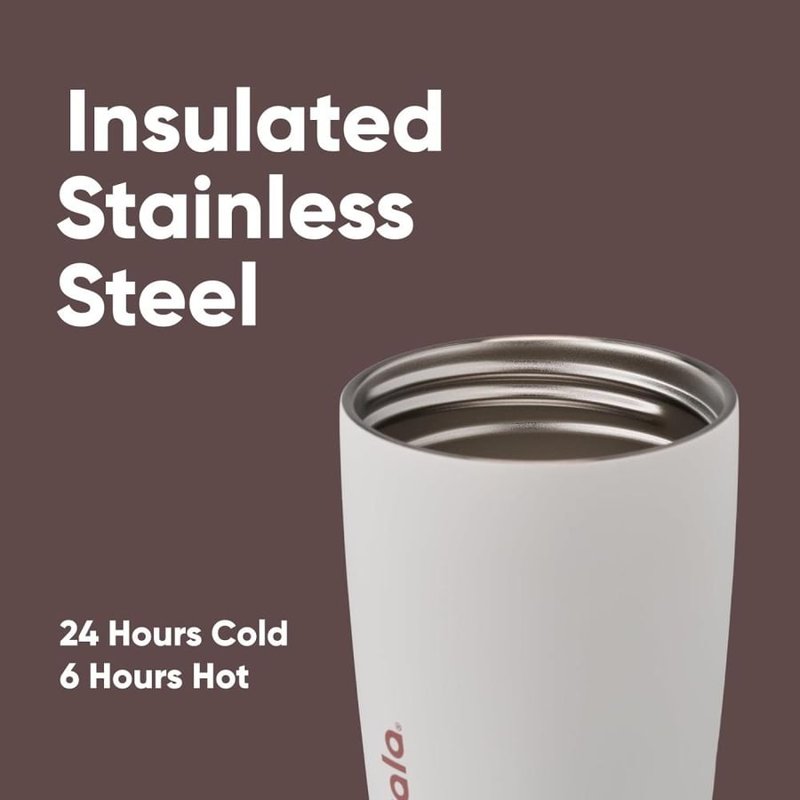 Owala SmoothSip Slider - Stainless Steel - 12-oz. - Tan/White (Vanilla Bean) (Amazon)(A7)