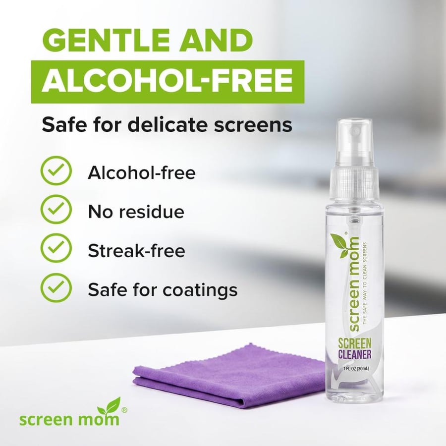 Screen Cleaner Spray and Microfiber Cloths 3-Pack (3x1oz) by Screen Mom-Screen Cleaner Spray and Wipe for TV, Computer, Phone, iPad, Car Screen Cleaning Kit Electronic Cleaner Spray