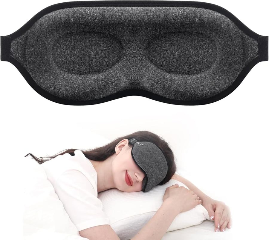 MZOO Luxury Sleep Mask for Back and Side Sleeper, 100% Block Out Light Sleeping Eye Mask for Women Men, Zero Eye Pressure 3D Contoured Night Blindfold, Breathable & Soft Eye Shade Cover