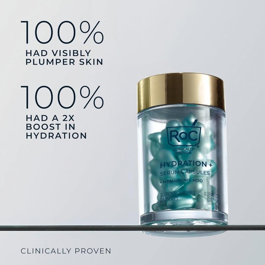 RoC Multi Correxion Hyaluronic Acid Night Serum Capsules (30 CT) for intense hydration + RoC Retinol Capsules (7 CT), Anti-Aging Wrinkle Treatment, Skin Care Set, Stocking Stuffers for Men & Women