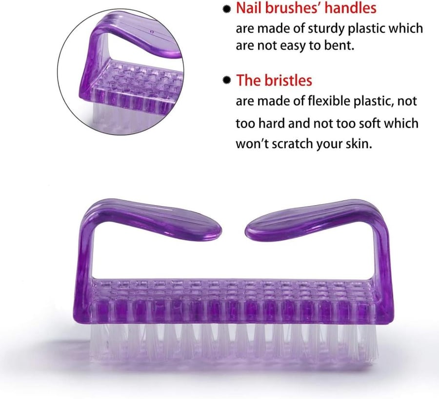Handle Grip Nail Brush, Fingernail Scrubbing Cleaner, Pedicure Brush for Toes and Nails, Purple