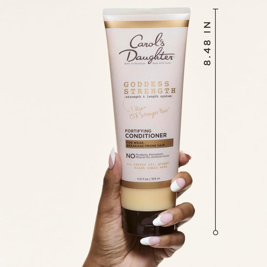 Carol's Daughter Goddess Strength Fortifying Conditioner For Wavy, Coily and Curly Hair, Sulfate Free Conditioner with Castor Oil for Weak Hair, 11 Fl Oz