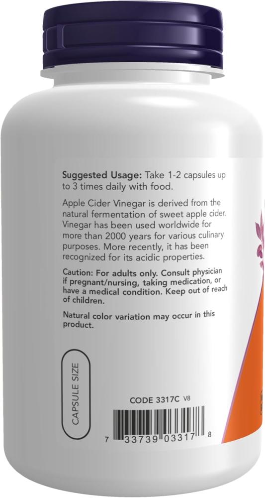 NOW Apple Cider Vinegar Food Supplements - 450mg, 180 Capsules