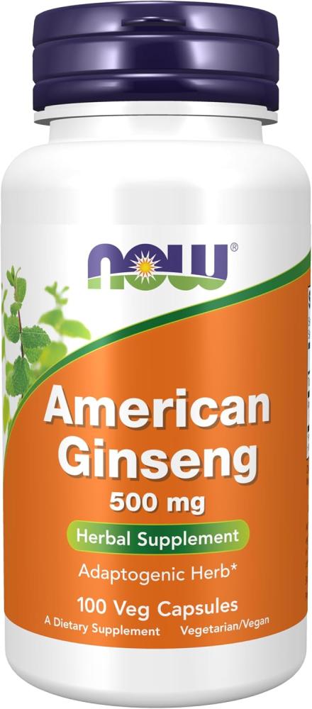 NOW American Ginseng Food Supplements - 500mg, 100 Veg Capsules