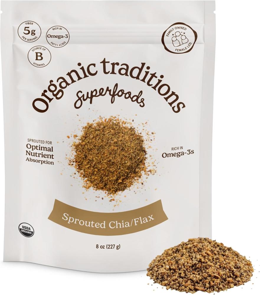 Organic Traditions, Sprouted Chia & Flax Seed Powder, 8 oz (227 g)
