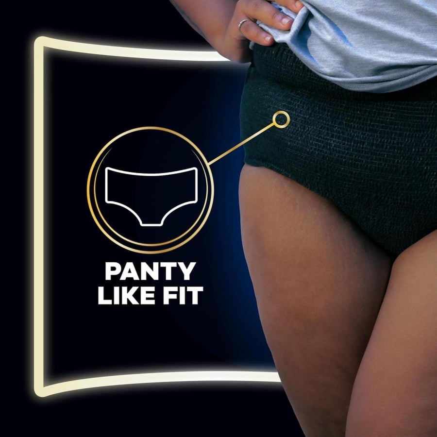 Always Zzzs Overnight Disposable Period Underwear for Women, Size Large, Black Period Panties, Leakproof, Large, 14 Count