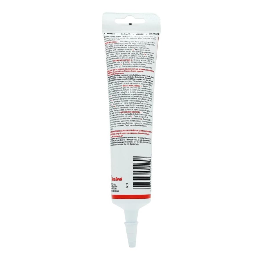 Red Devil 0425 Pre-Mixed Tile Grout Squeeze Tube, 5.5 oz, White