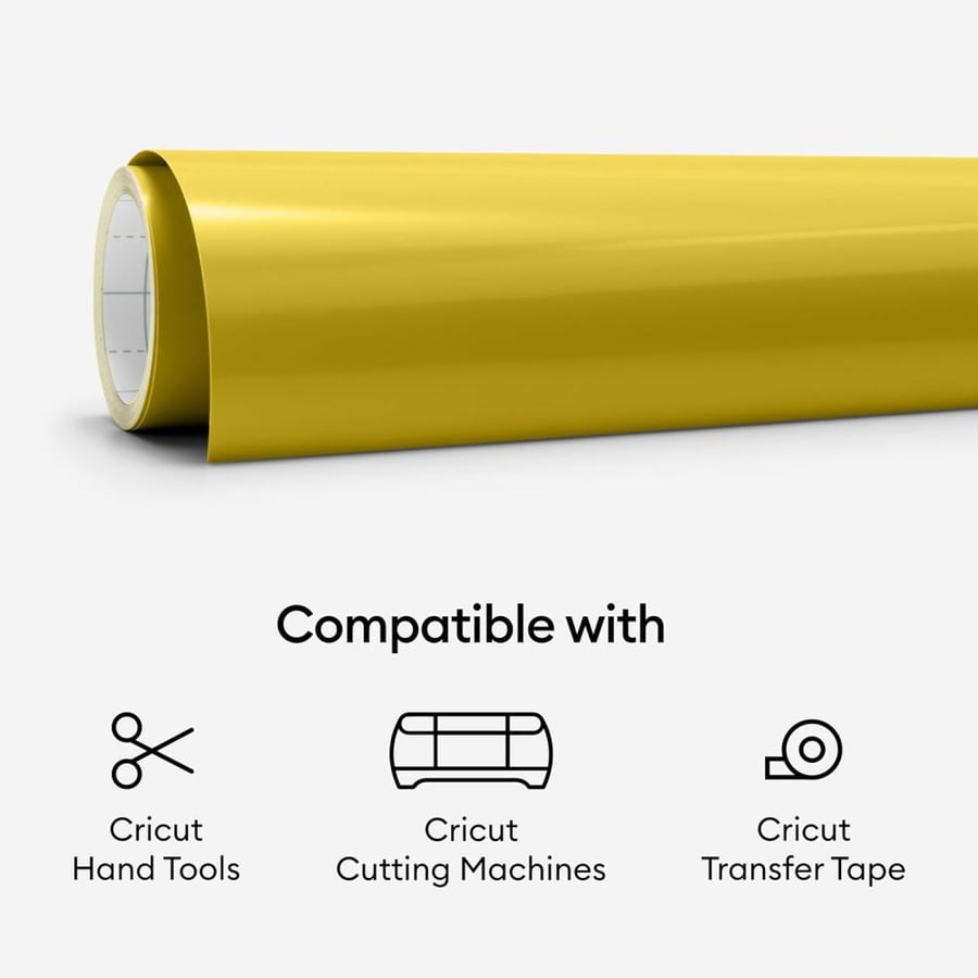 Cricut Premium Vinyl - Permanent, 12” x 48” Adhesive Decal Roll - Gold
