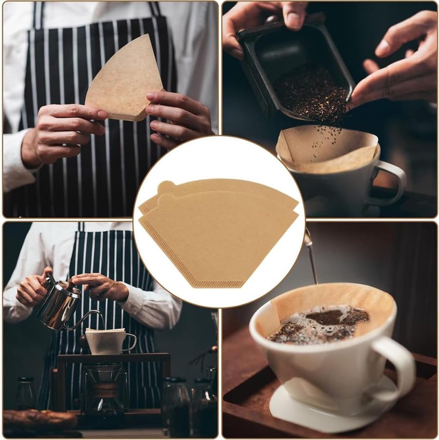 ECVV 200 Pcs Disposable Coffee Paper Filters, Size #1 U shaped Coffee Filters, 101 1-2 Cup Paper Coffee Filters For Drip Pour Over Coffee Make
