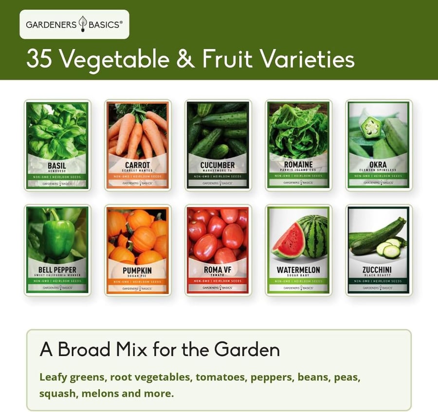 Gardeners Basics Survival Seed Vault Kit, Vegetable Seeds for Planting