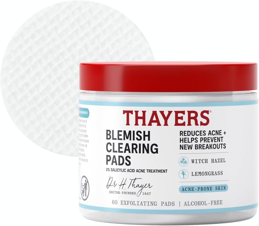Thayers Blemish Clearing Salicylic Acid and Witch Hazel Acne Pads, 60 count