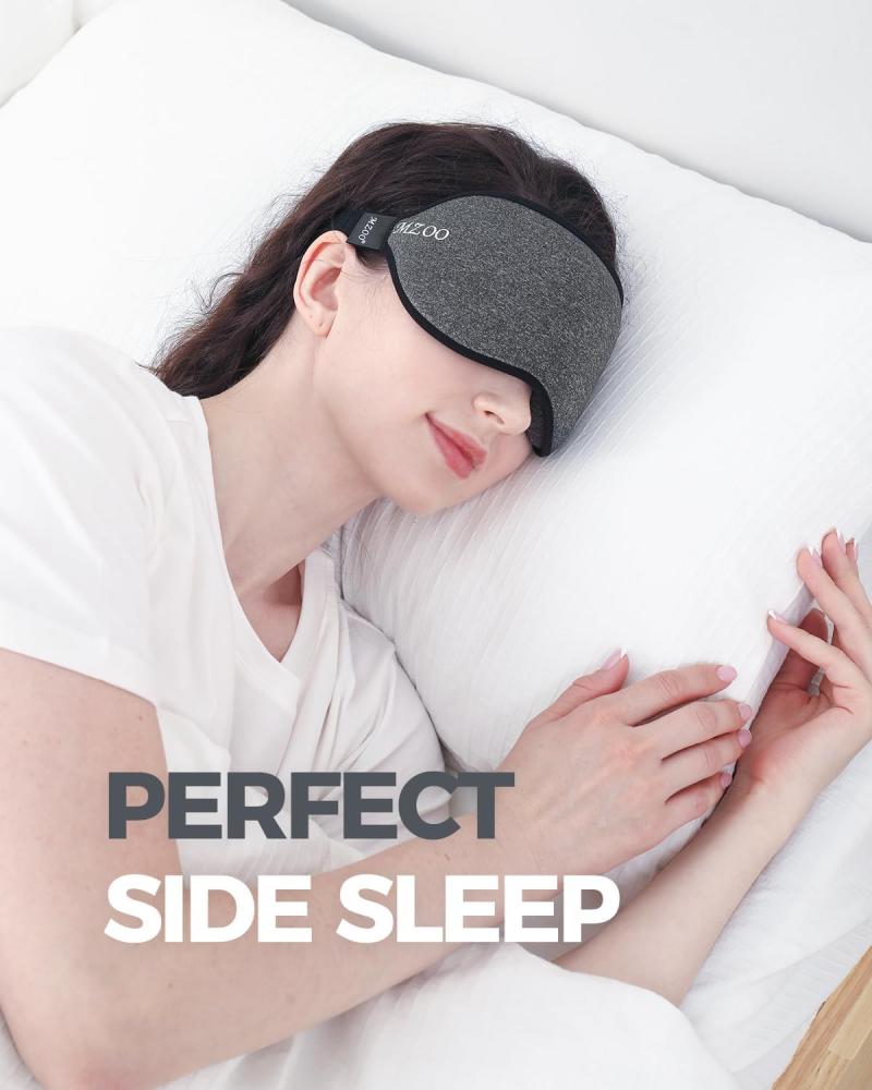 MZOO Luxury Sleep Mask for Back and Side Sleeper, 100% Block Out Light Sleeping Eye Mask for Women Men, Zero Eye Pressure 3D Contoured Night Blindfold, Breathable & Soft Eye Shade Cover