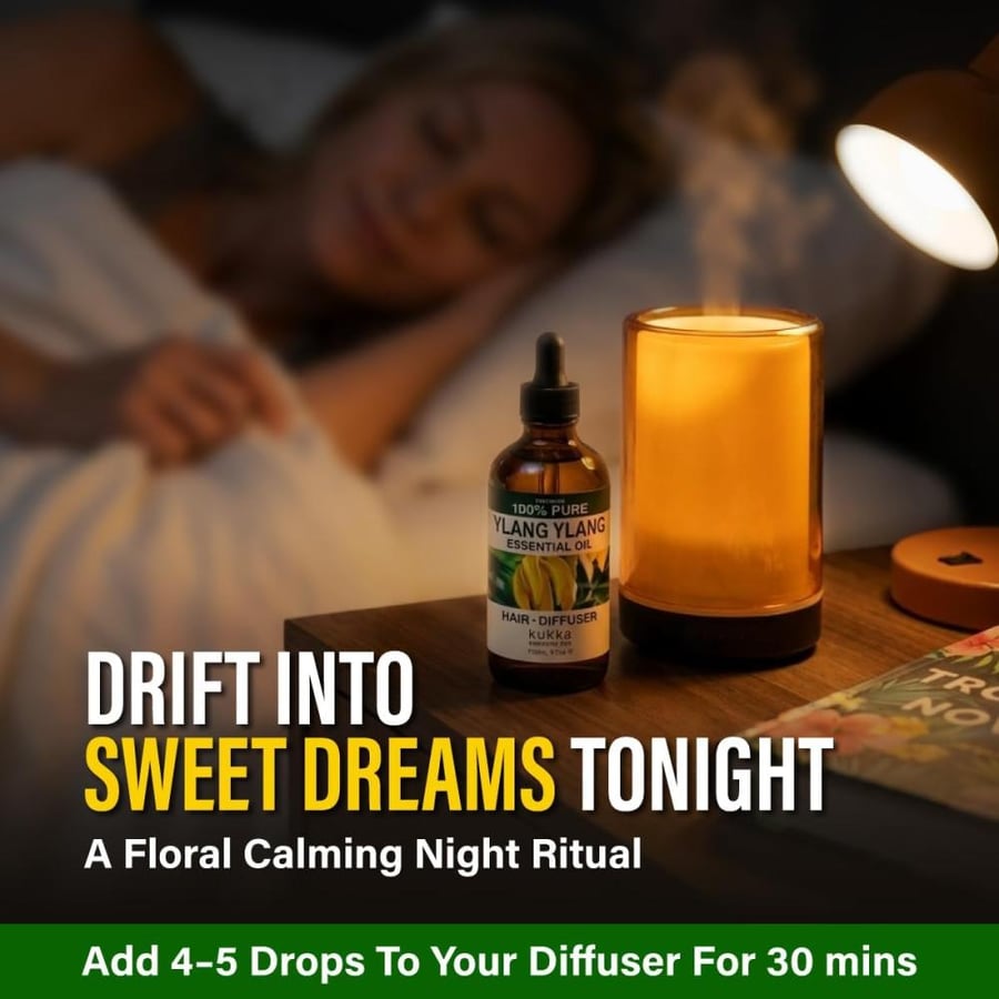 Kukka Ylang-Ylang Essential Oil for Diffuser & Skin - 4 Fl Oz - 100% Pure Natural Ylang Ylang Oil - Boasting a Long Lasting & Exotic Floral Scent fit for Hair, Aromatherapy & DIY Soap Making