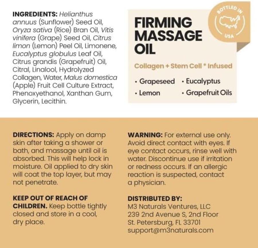Anti Cellulite Massage Oil and Silicone Body Brush Kit, 8 fl oz by M3