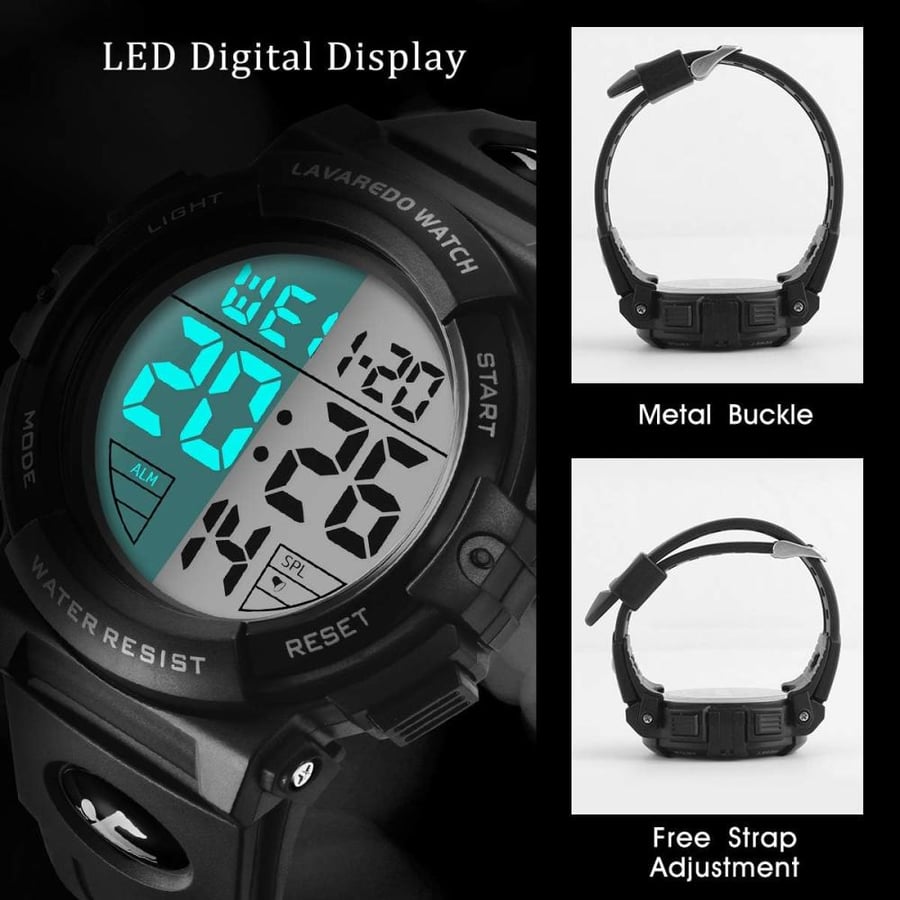 L LAVAREDO A ALPS Mens Digital Watch - Sports Military Watches 50M Waterproof Outdoor Chronograph Military Wrist Watches for Men with LED Back Light/Alarm/Date/Shockproof