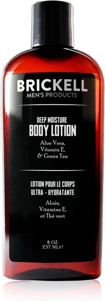 Brickell Men's Products Deep Moisture Body Lotion for Men, Natural and Organic and Hydrates Dry Skin, 8 Ounce, Scented