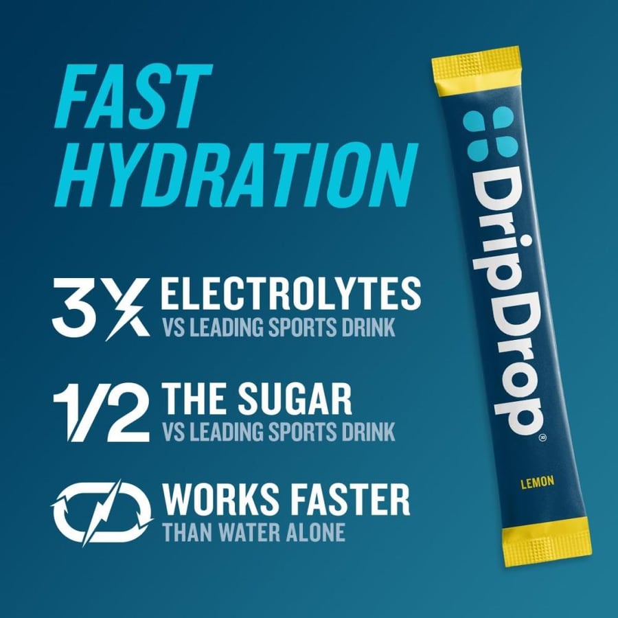 DripDrop Hydration Lemon Electrolyte Packets, Powder Drink Mix, 32 Count