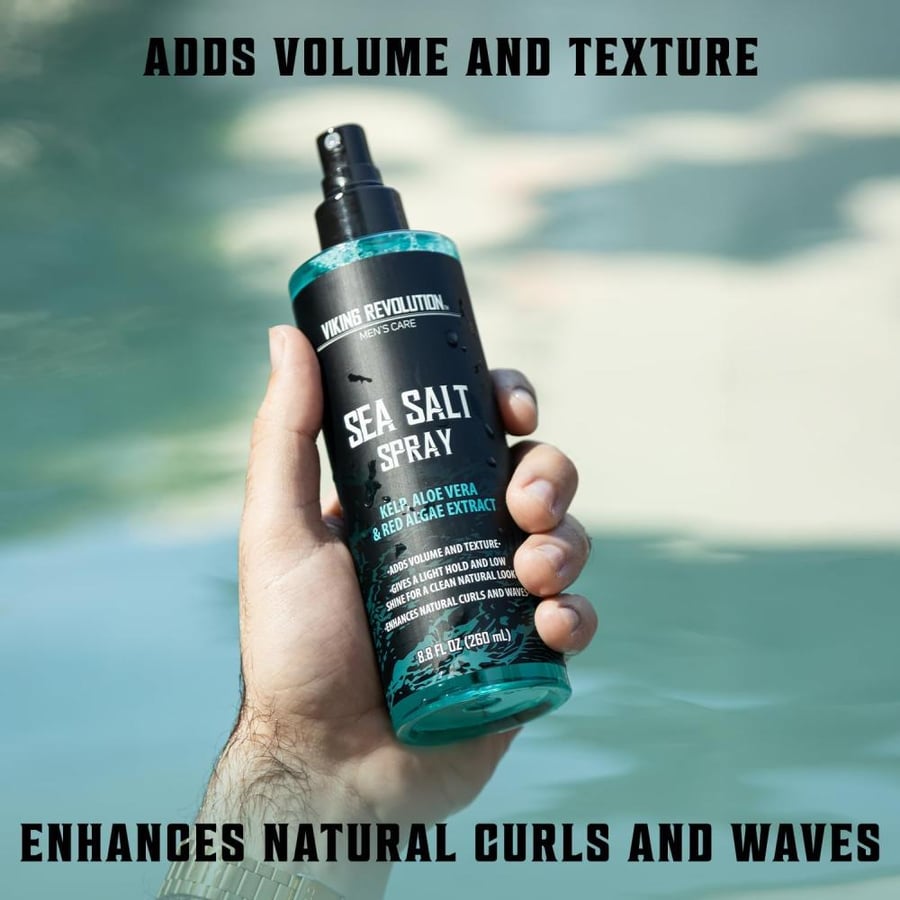 Viking Revolution Sea Salt Spray for Hair Men - Hair Texturizing Spray with Kelp, Aloe Vera and Red Algae Extract - Surf Spray to Add Volume and Texture Sea Salt Spray for Men Beach Hair Spray - 8.8oz