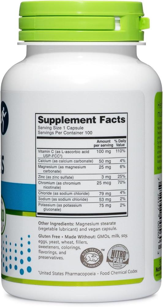 NutriBiotic Essential Electrolytes, 100 Vegan Capsules