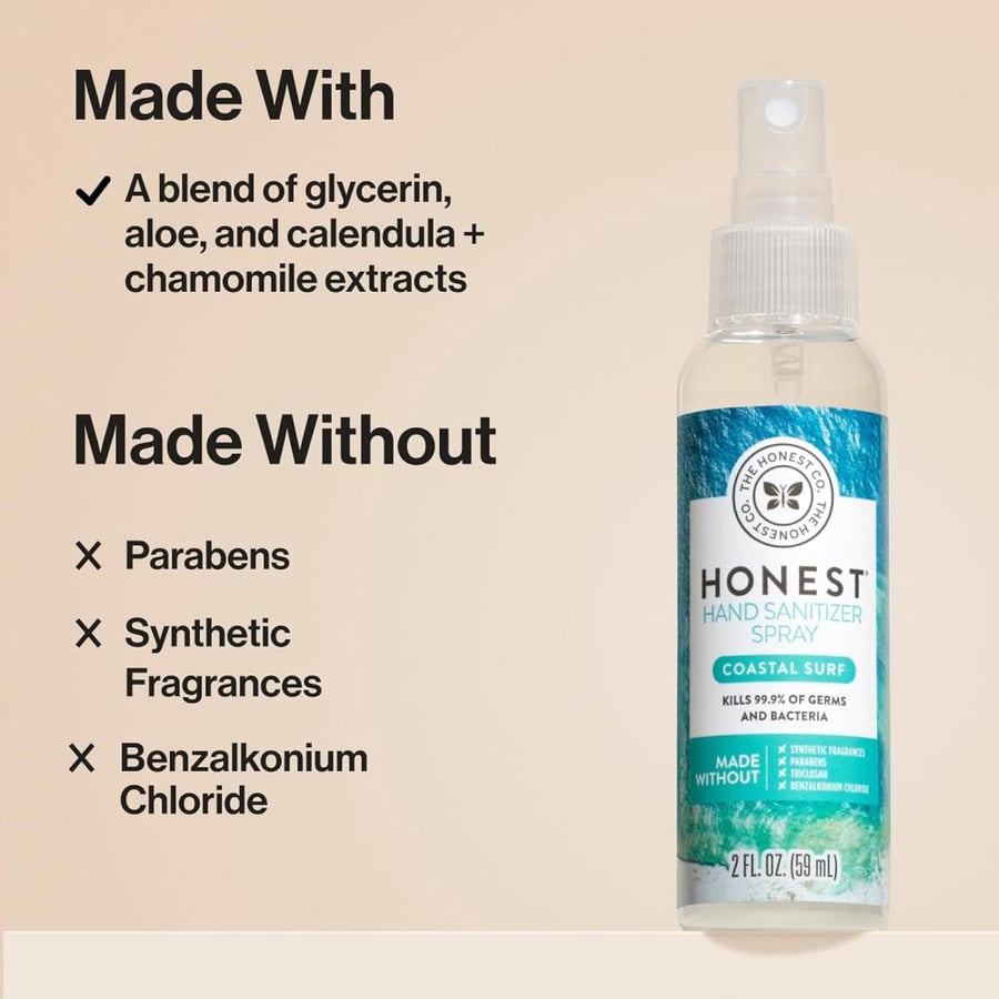 The Honest Company Hand Sanitizer Spray, Coastal Surf, 2 Fl. Oz (Pack of 1)