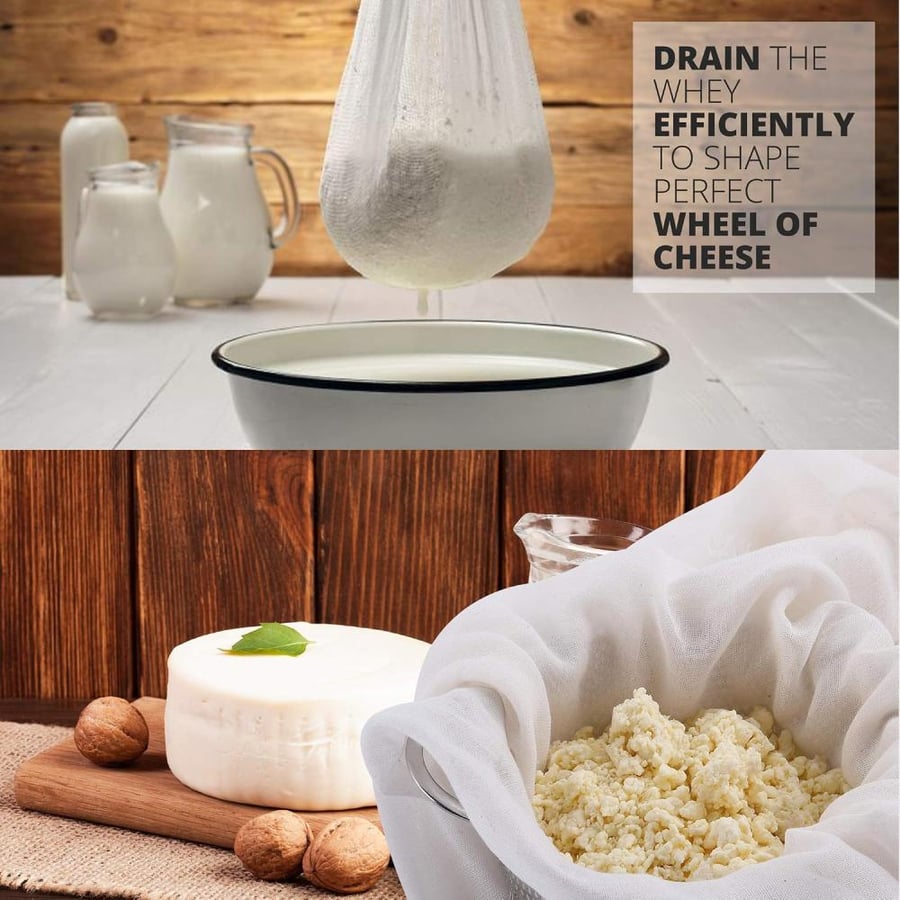 Cheese Cloths, Grade 90 (9 Sq Feet) 100% Pure Cotton Reusable Cheesecloth, Unbleached Ultra Fine Fabric, Cheesecloth for Straining, Premium Butter Muslin Cloth for Straining - 1 Sq Yard