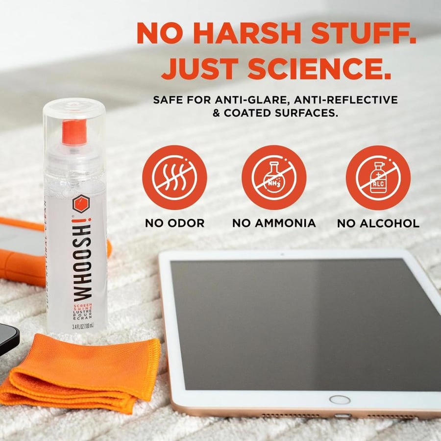 WHOOSH! Screen Shine Go XL – Screen Cleaner Spray & Wipe Kit, 3.4 fl oz