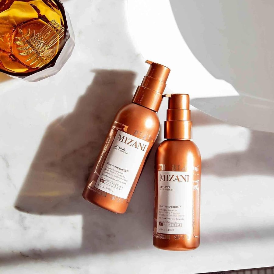 Mizani Thermastrength Heat Protecting Serum | Protects Hair From Heat Damage | with Shea Butter | for Curly Hair | 5 Fl Oz