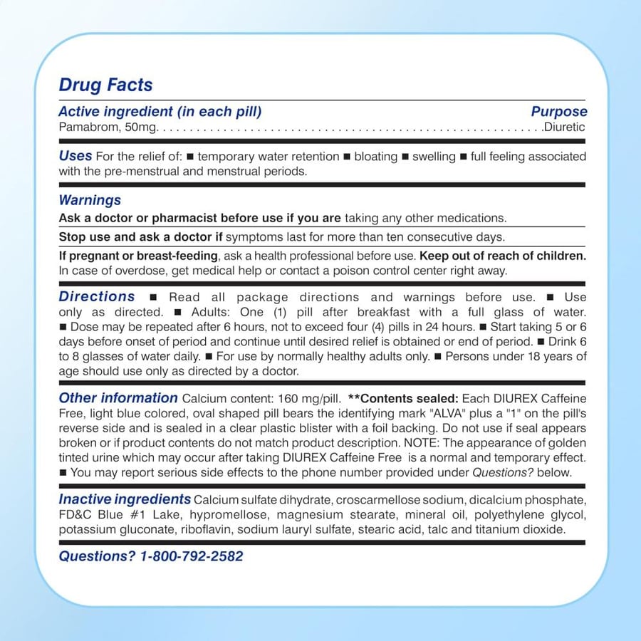 Diurex Max - Maximum Strength Caffeine-Free Diuretic Water Pills - Feel Better and Less Heavy, 48 Count (Pack of 1)
