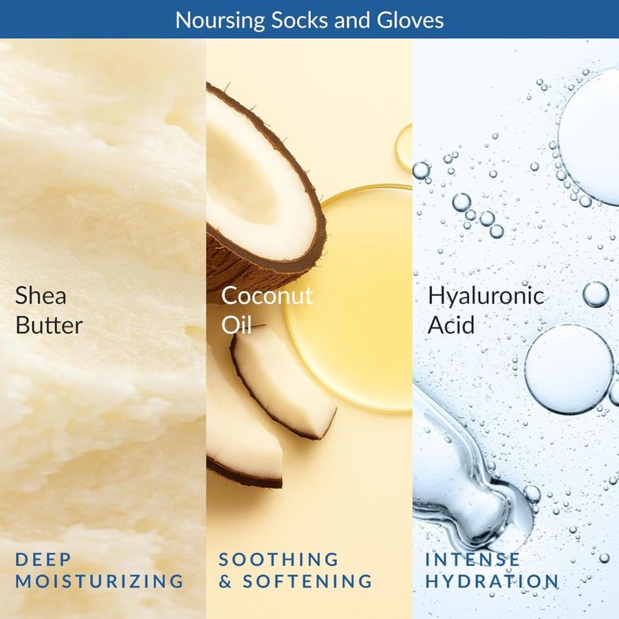 Epielle Intensive Repairing Masks for Hand and Foot - 6 Glove & 6 Socks Dry Hand, Dry & Cracked Heel to Toe Spa Masks Coconut Oil + Milk Extract,Mothers Day Gifts