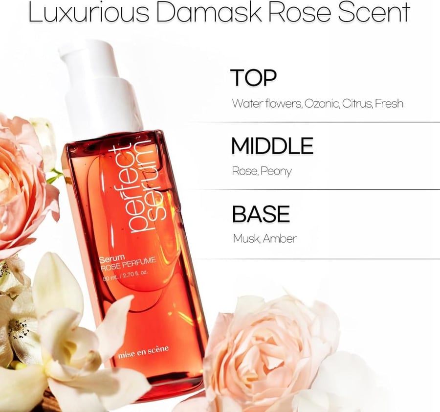 Mise En Scene Perfect Serum with Argan Oil Anti-Frizz Hydration for Damaged, Bleached Hair 80ml(2.7oz) (Rose Perfume Serum)