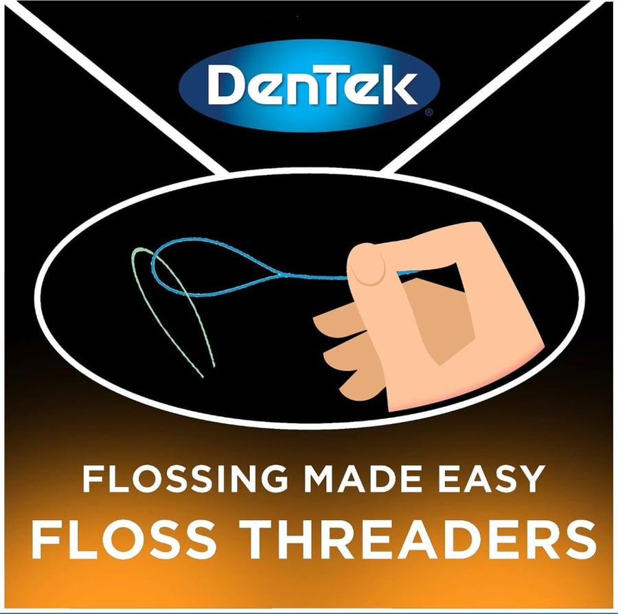 DenTek Floss Threaders | For Braces, Bridges, and Implants | 50 Count (Pack of 6)