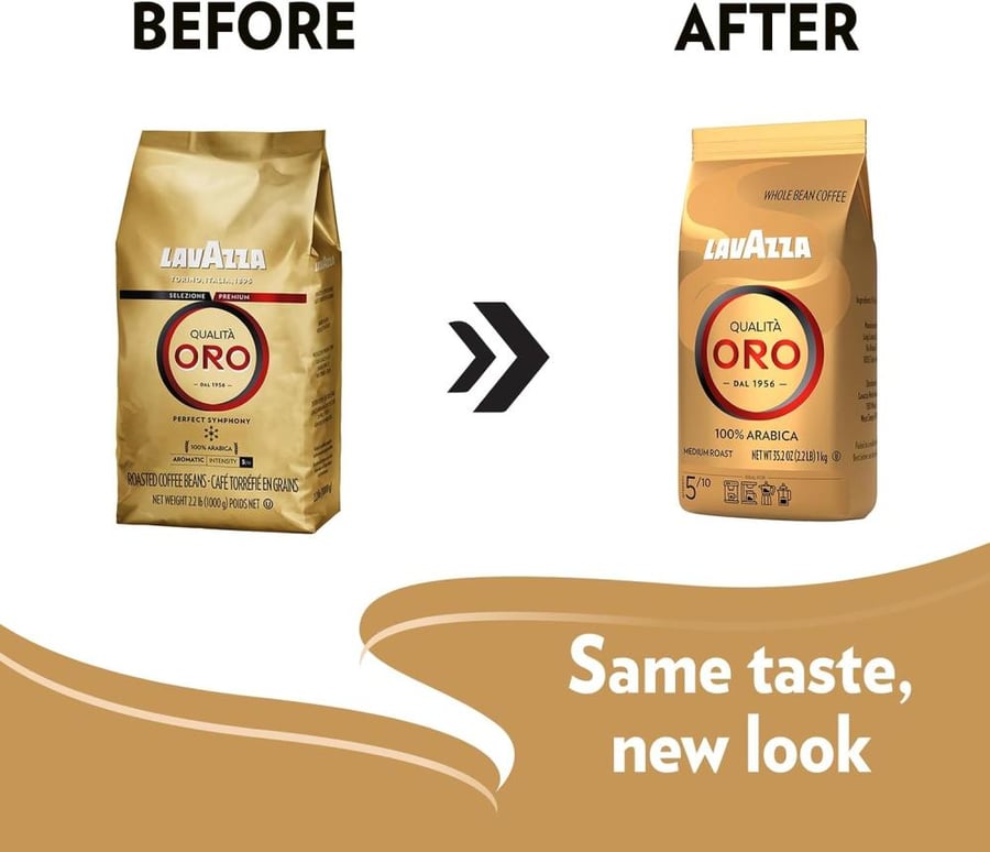 Lavazza Qualità Oro Whole Bean Mix, Medium Roasted, 2.2 Pounds (Pack of 1)