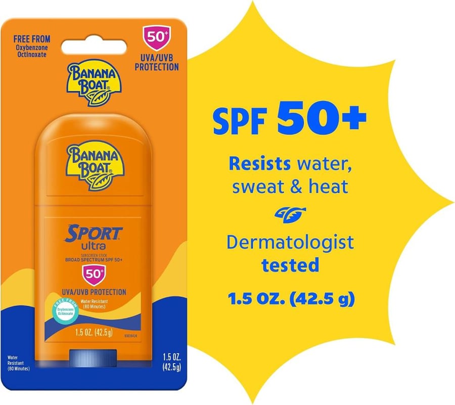 Banana Boat Sport Ultra Sunscreen Stick SPF 50, 1.5oz | Travel Size Sunscreen, Mini SPF Stick Sunblock, Oxybenzone-Free, 1.5oz