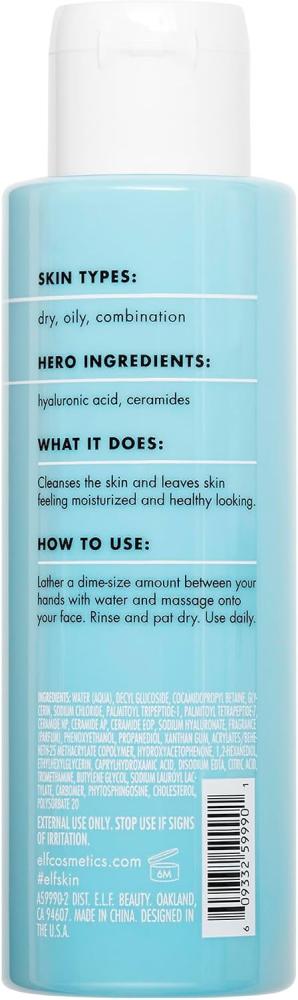 e.l.f., Holy Hydration! Daily Cleanser, Wash away Excess Oil, Impurities, and Makeup…