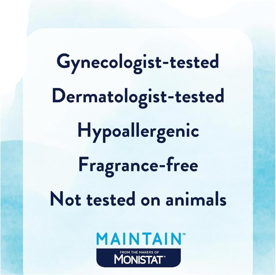 Monistat Maintain Feminine Wipes with Boric Acid for Feminine Care, Fragrance Free, 12 Ct