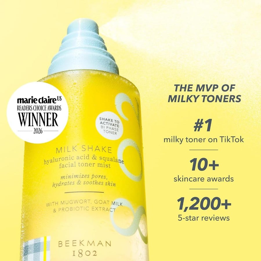 Beekman 1802 Milk Facial Toner - Fragrance Free - 2 oz - Hyaluronic Acid & Squalane Facial Mist - Relieves Redness - Non-Comedogenic, Alcohol Free - Good for Sensitive Skin - Cruelty Free