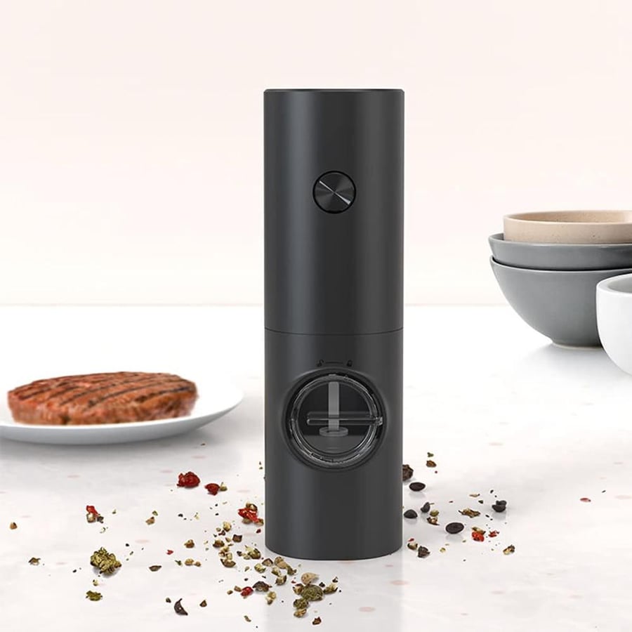 ToolHouse Electric Salt and Pepper Grinder, Automatic Pepper Grinder with LED Light, Battery Powered, One-Handed Operation, Adjustable Coarseness Of Black Pepper/Salt/Spice, Electric Spice Grinder