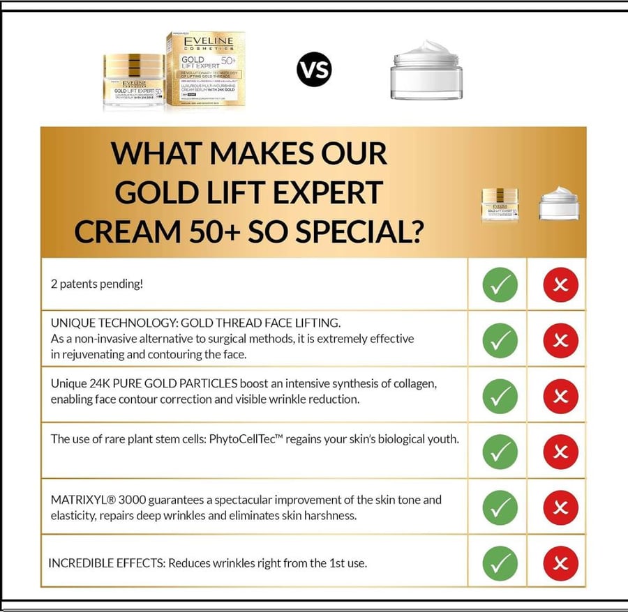 Eveline Gold Lift Expert Day And Night Cream 50+ 50Ml