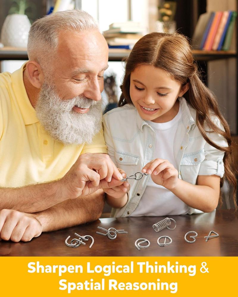 Coogam Metal Wire Puzzle Set of 16 with Pouch for Kid