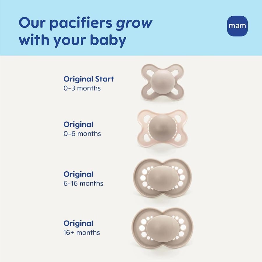 MAM Original Matte Baby Pacifier, Shape Helps Promote Healthy Oral Development, Sterilizer Case, 2 Pack, 0-6 Months, Girl,2 Count (Pack of 1)