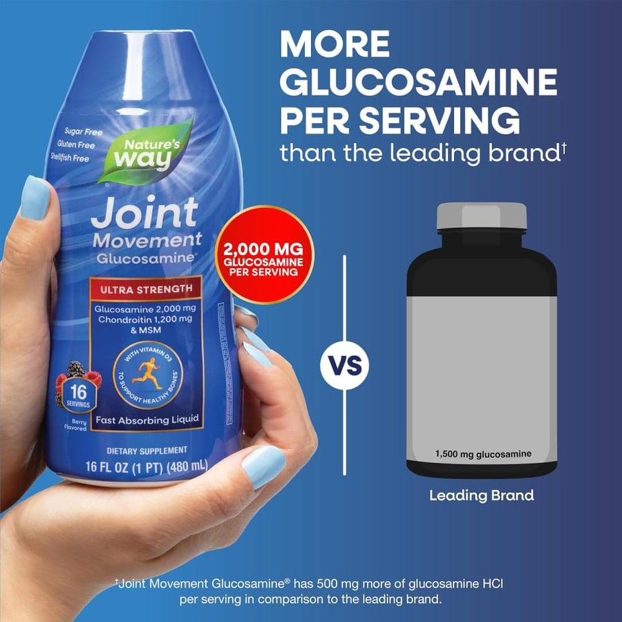 Wellesse Premium Liquid Supplements, Joint Movement Glucosamine, Extra Strength, Berry Flavor, 16 fl oz (480 ml)