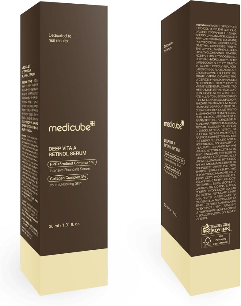 Medicube Deep Reviving Bakuchiol Retinol Facial Serum - Anti-Aging 4th Gen Retinol & Bakuchiol - Targets Fine Lines, Uneven Skin Tone, Blemish Scars - Korean Skin Care, Low Irritant, 1.69 oz