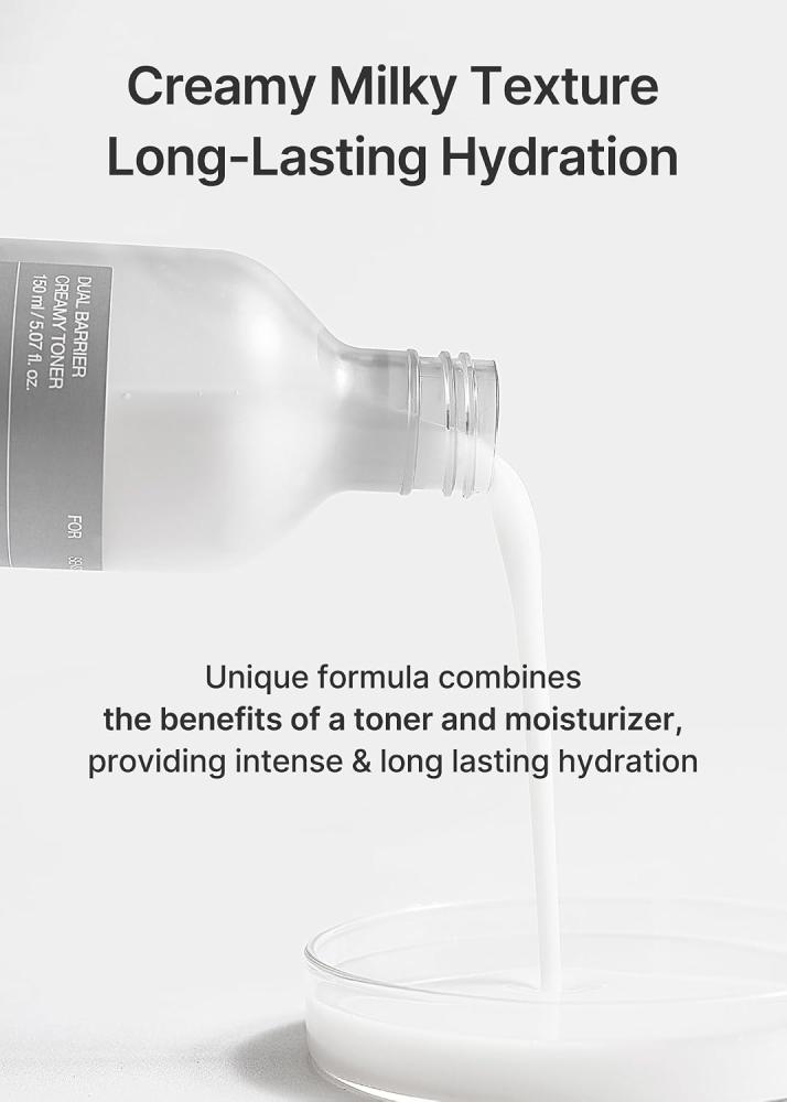 celimax Dual Barrier Creamy Toner | with Ceramides, Peptide, Oil & Alcohol Free, Facial Astringent, Long Lasting Hydration, Calming, Soothing, Non Irritating,150ml