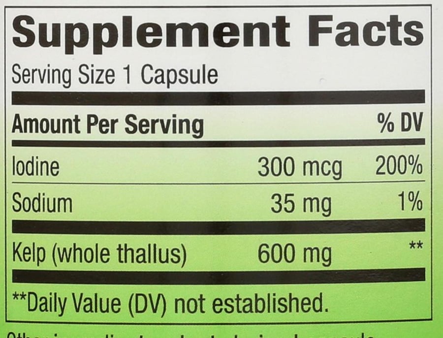 Nature's Way Kelp Whole Thallus 180 Vegan Capsules (600mg)