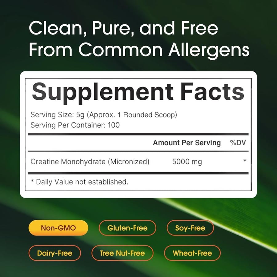 NatureBell Instant Creatine Monohydrate Powder 500 Grams, 5000mg Per Serving, Unflavored Micronized Creatine Powder - Pre Workout | Keto | Vegan | Dissolves Easy | Filler Free - 100 Servings (1.1Lb)
