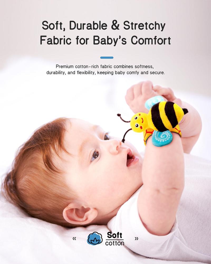 Baby Wrist Rattle Socks and Foot Finder Set, Perfect Baby Toys for 0-6 Months, Garden Bug Series