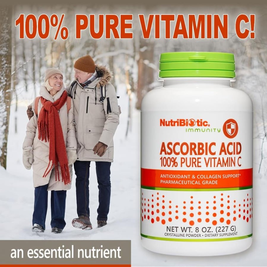 NutriBiotic Immunity Ascorbic Acid 100 Pure Vitamin-C Crystalline Powder (227g)