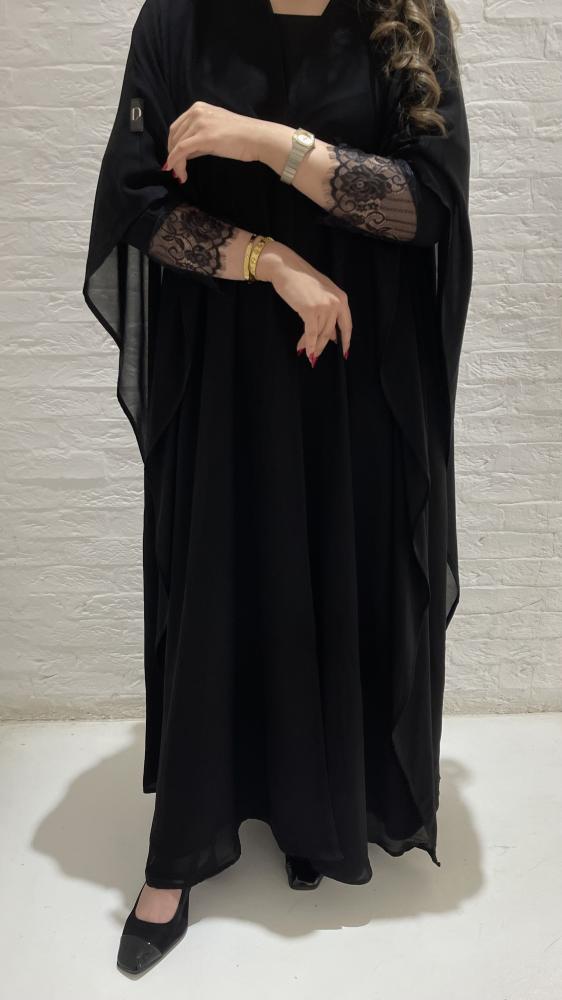 A chiffon abaya with soft lace