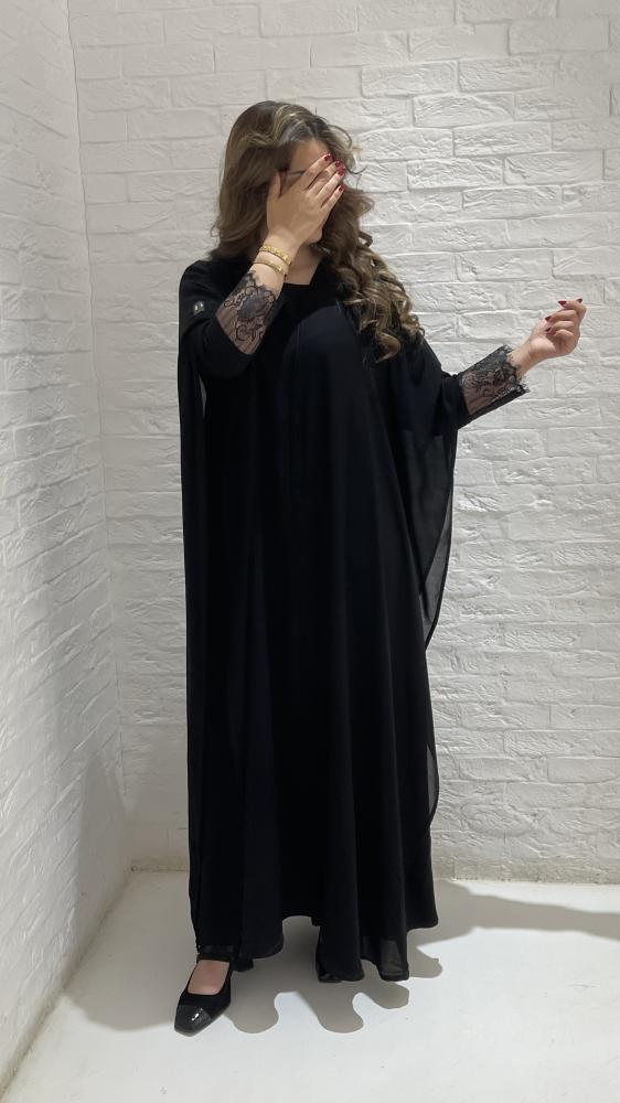 A chiffon abaya with soft lace